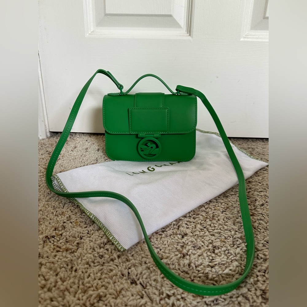 Longchamp Box-Trot small leather crossbody bag Kelly green